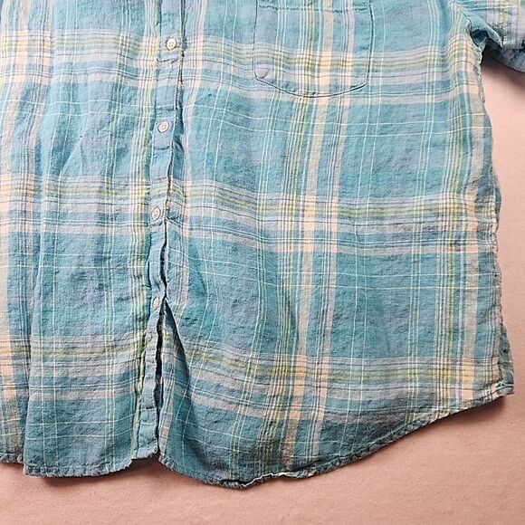 J Jill Love Linen 100% Linen Button Front Shirt Womens 2X Short Sleeve V Neck - Picture 6 of 10